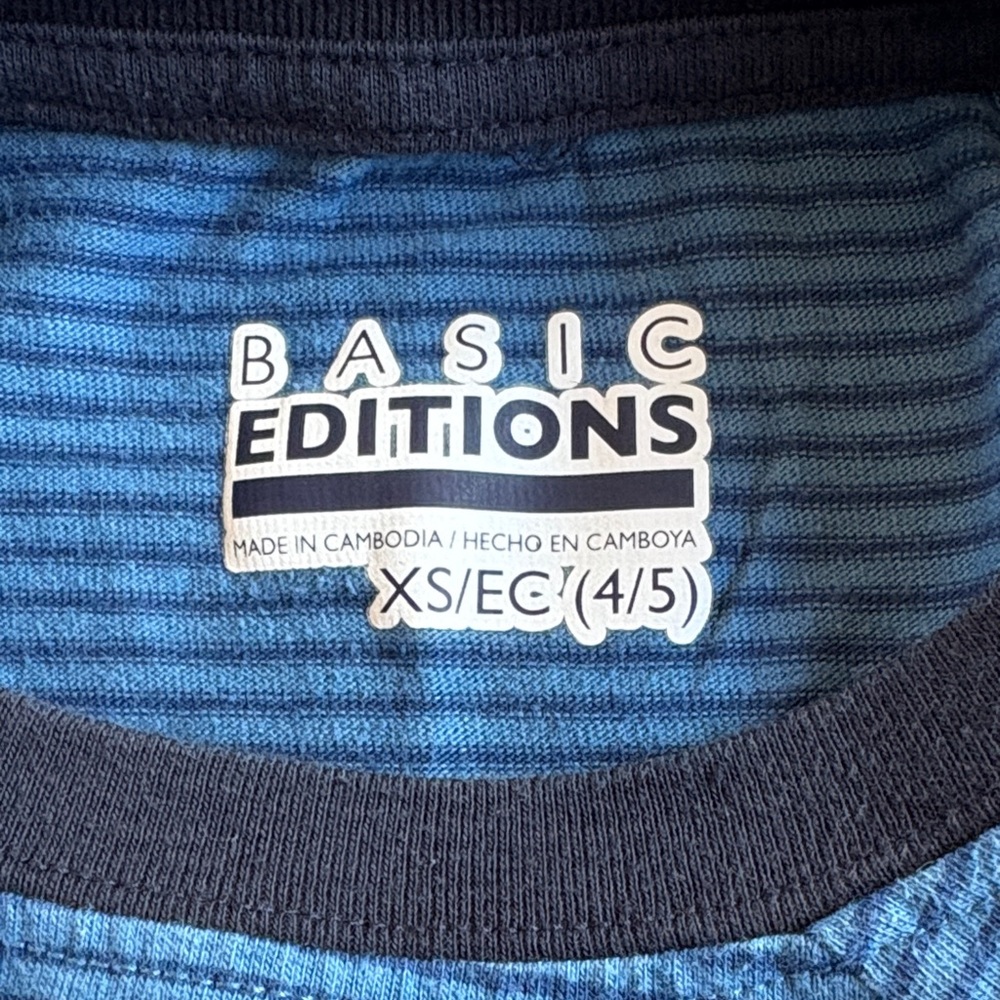 Basic Editions Blue Striped Long Sleeve Tee - Picture 3 of 3